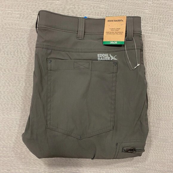Eddie Bauer Fleece Lined Tech Pants Mens 38 x 30 Gray Water Repellent Insulated - Picture 6 of 12